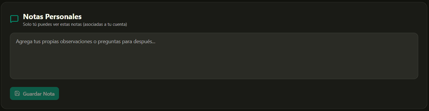 Notas Personales para cada reporte